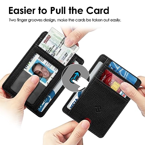 Image of FINTIE Slim Minimalist Front Pocket Wallet, RFID Blocking Credit Card Holder Card Cases with ID Window for Men Women (Black)