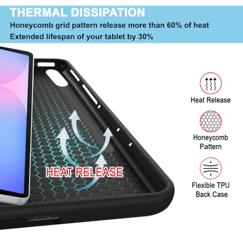 Image of CEDO Smart Case for Samsung Tab S10 FE / S10 Lite (10.9 in) Tri-Fold Flip Folio Cover | Pencil Holder | Auto Wake-Up /Sleep Mode | Multi View Angles Stand TPU Backcover (Black)