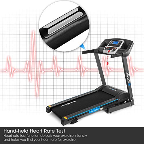 Image of Goplus 2.25HP Electric Folding Treadmill with Incline, Walking Running Jogging Fitness Machine with Blue Backlit LCD Display for Home & Gym Cardio Fitness