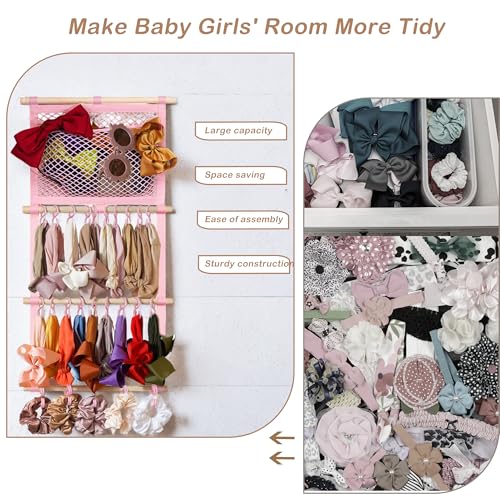 Image of kangaroo Headband Holder Hair Bows Organizer for Baby Girls Large Capacity Bow Holder Hair Accessories Wall Hanging Organizer for Toddler Baby Girl Nursery Room Decor