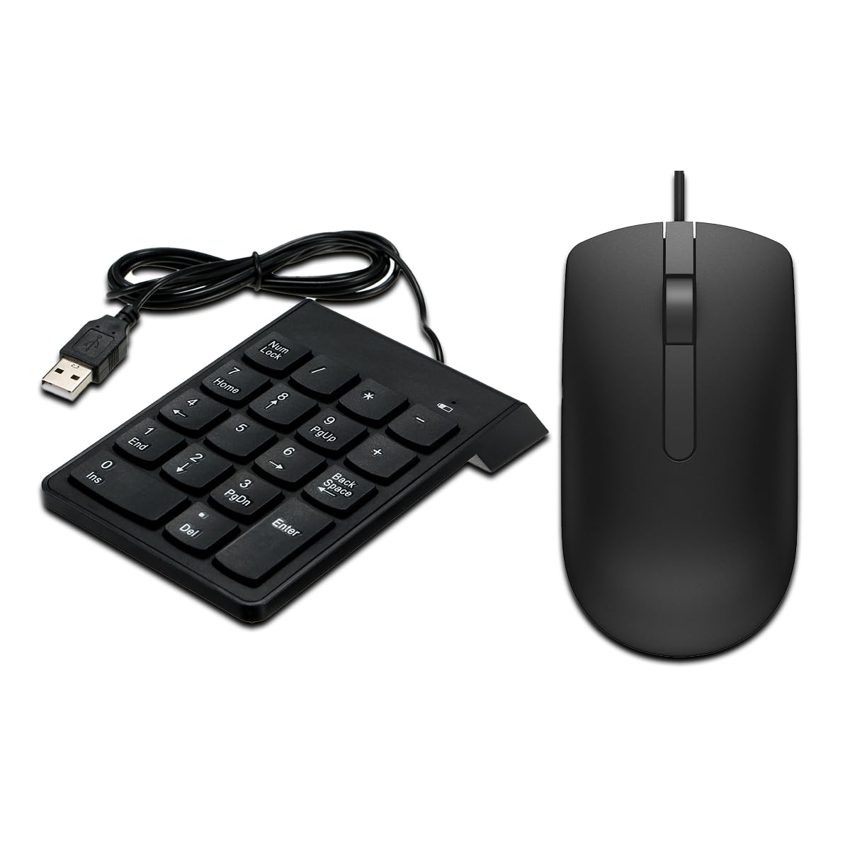D25 USB Wired Numeric Keypad & USB Mouse Combo, Plug and Play Mini USB Number Pad Keyboard and Mouse combo with USB 2.0 for Laptop Desktop PC Notebook