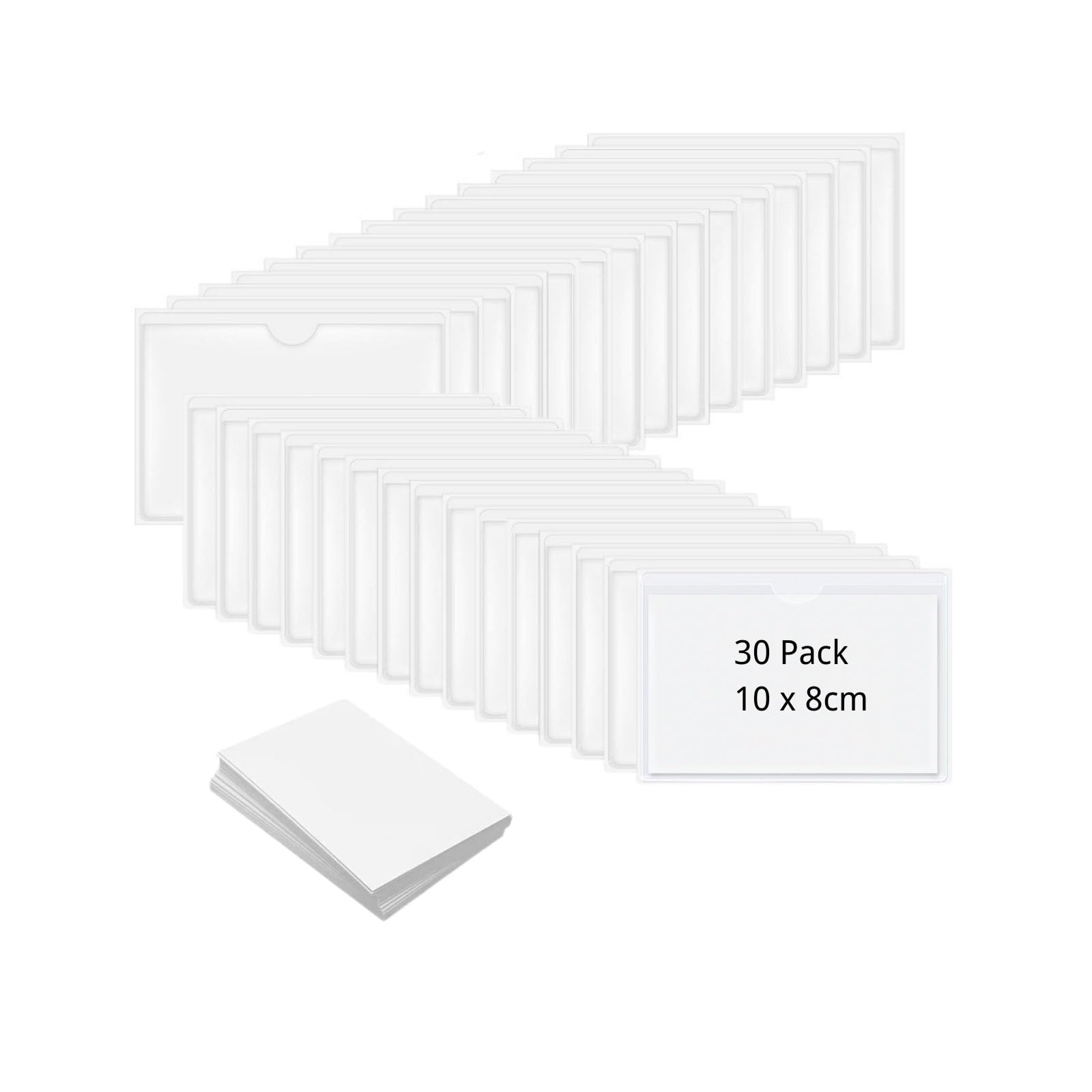 FLZOOY 30 Pack Card Pockets Index Card Sleeves with Blank Inserts