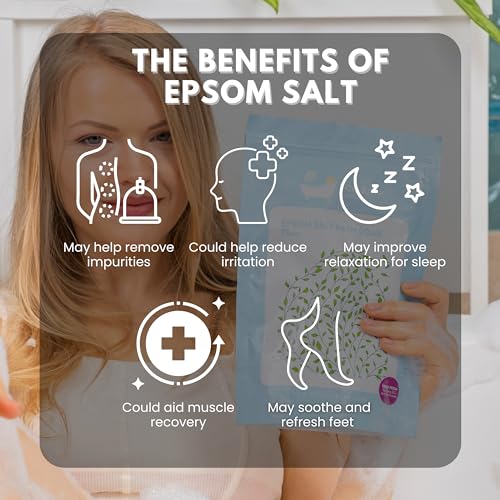 Image of Eco Bath London Plain Unscented Epsom Salt Bath Soak - Pouch 2.2 lb (1 kg), Made in UK, Natural Magnesium Bath Salt, Relaxing Spa Bath Soak for Stress Relief, Self Care Gift for Women and Men