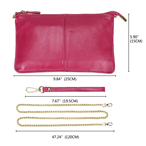 Image of Uromee Genuine Leather Wristlet Wallet Clutch Purses with Detachable Chain
