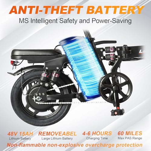 Image of LuckRoll Foldable Electric Bike for Adults - 2000W /1000W, 40 /28MPH, 52V 25Ah, 48V 15Ah,60-80mi Range, Removable Battery, UL2849 Certified Commuter E-Bike
