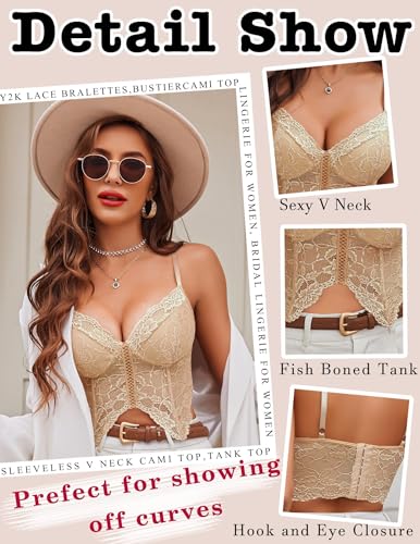 Image of Avidlove Lace Bralettes for Women Y2k Camisole Lingerie Adjustable Strap Crop Top