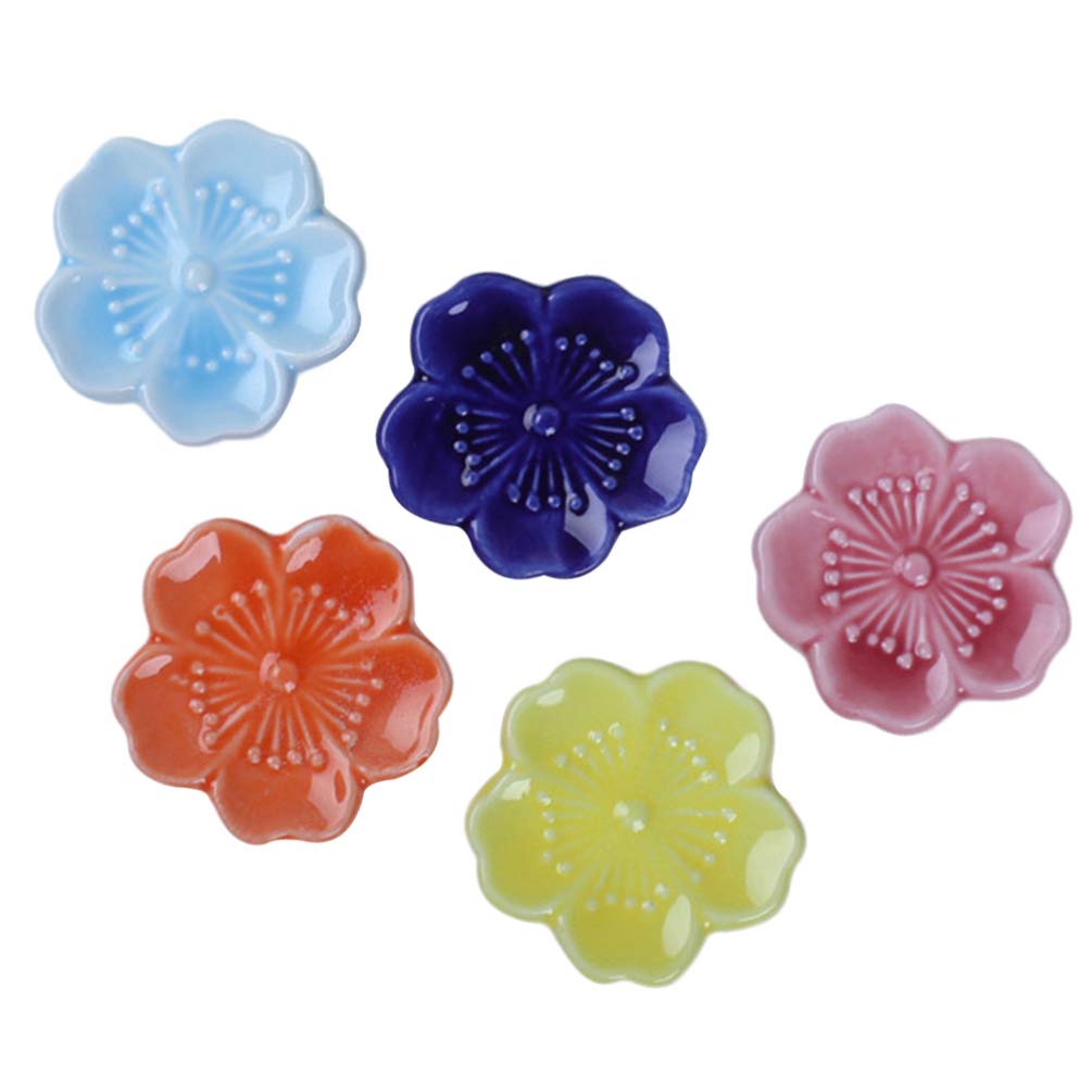 DOITOOL Elegant Chopstick Rest Rack 5pcs Japanese Style Chopsticks Stand Flower Design