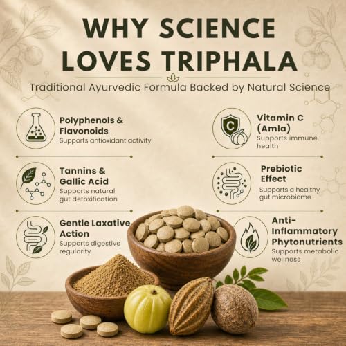 Image of Earthen Story Certified Organic Triphala Tablets (120) | Lab Tested for 180+ Pesticides | Amla, Haritaki & Bibhitaki for Digestion, Gut Detox & Daily Wellness | Vegan, Non-GMO