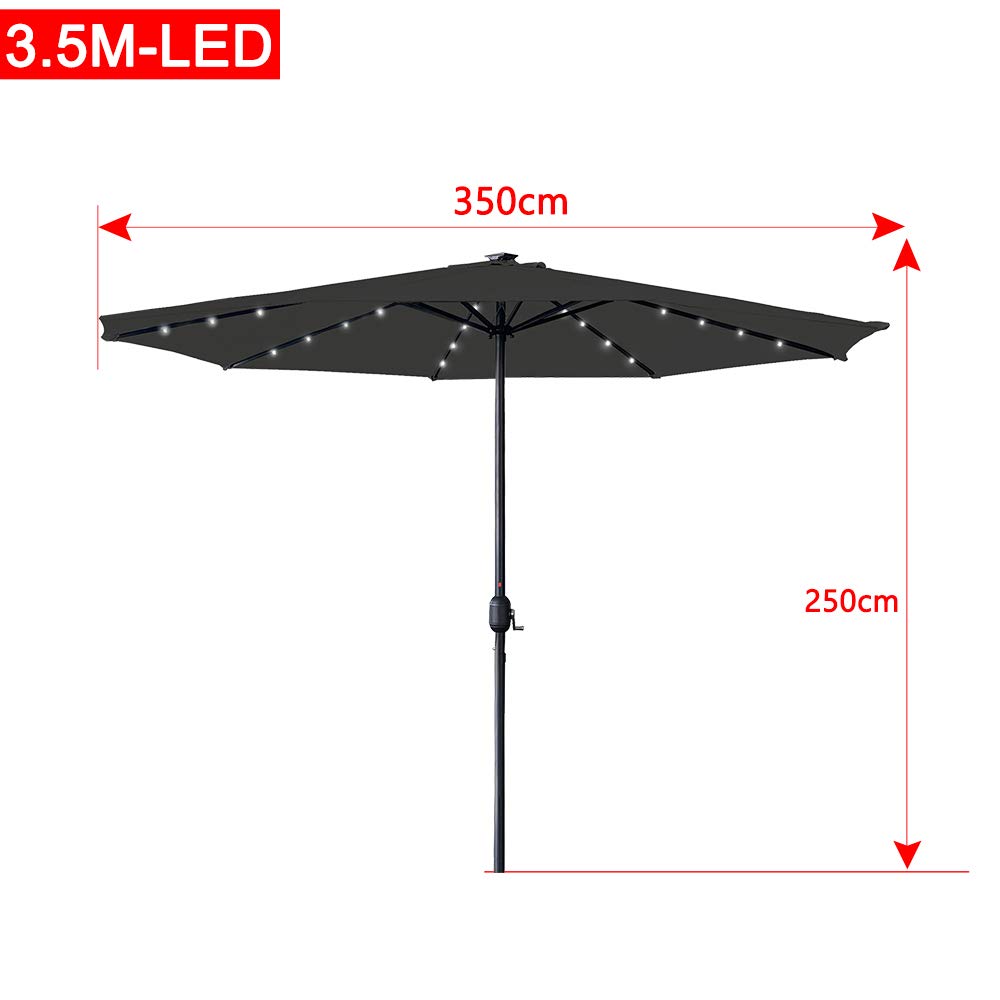 UISEBRT Parasol en aluminium inclinable avec manivelle Protection UV 40+