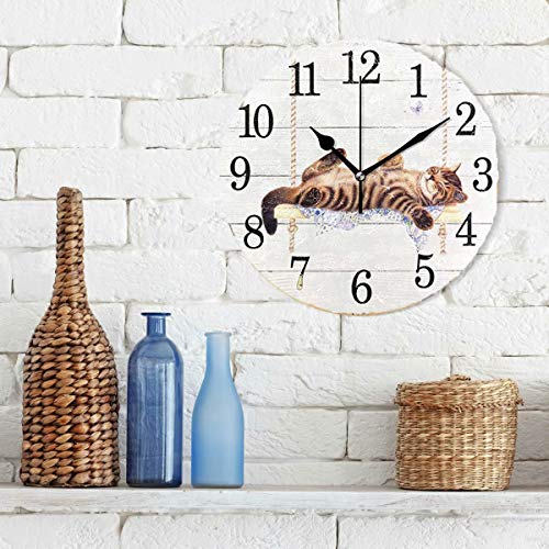 Horloge murale en bois rétro roses et papillons de 25 cm - 6