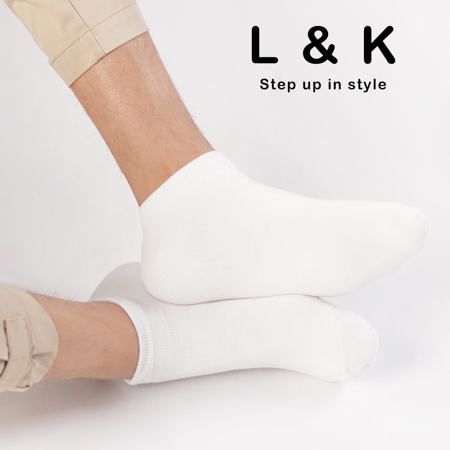 L&K-II 92201VA Skarpetki do sneakersów, krótkie, damskie/męskie, stopki, oddychająca bawełna, czarne/białe/szare, po 12/24/36 par