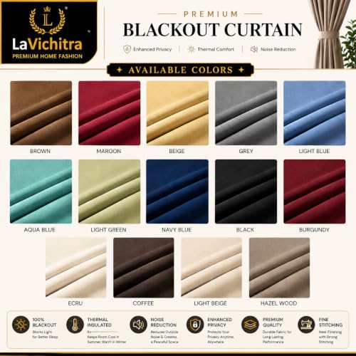 Image of LaVichitra 1 Piece Solid Premium Blackout Curtain - Thermal Insulated, 3 Layered, 100% Opaque Window - 4 feet, Aqua Blue