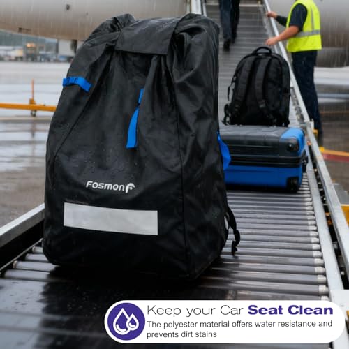 Image of Car Seat Travel Bag for Airplane, Padded Gate Check Backpack Straps | Large Gate Check Bag, Padded Backpack Straps, Water Resistant Cover, Fits Infant Carrier Booster and Standard Seats