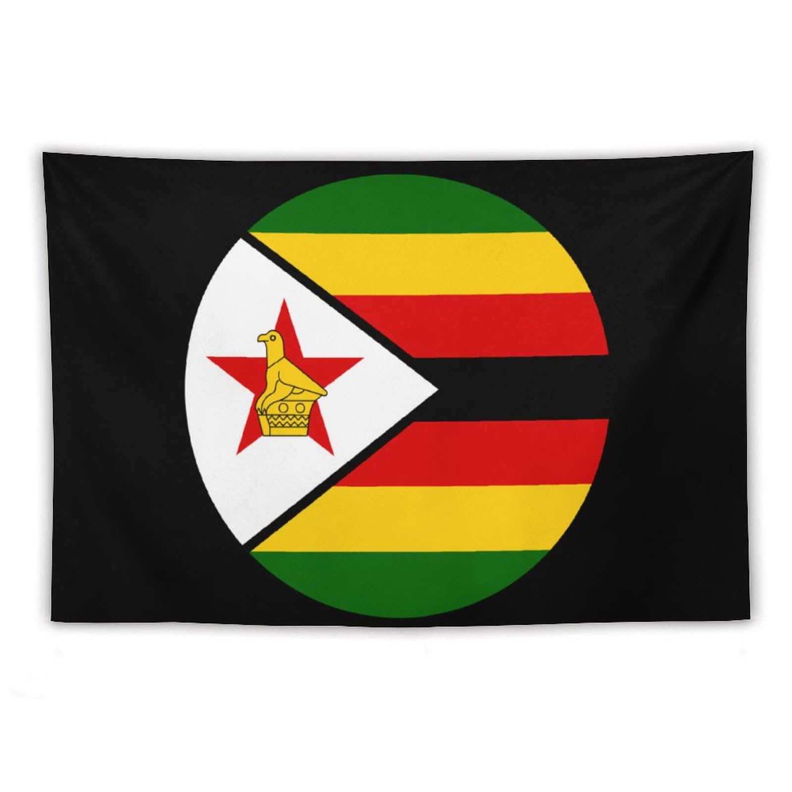 XingFox Zimbabwe Flag Round Tapestry Wall Hanging, National Flag Art Wall Decoration Tapestry, For Bedroom Living Room Dorm Home Decoration, 60"x90"