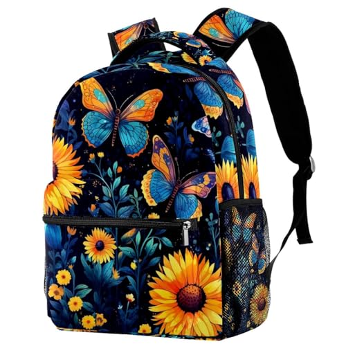 Sac à dos de campus tournesol étoilé multicolore avec porte-bouteille
