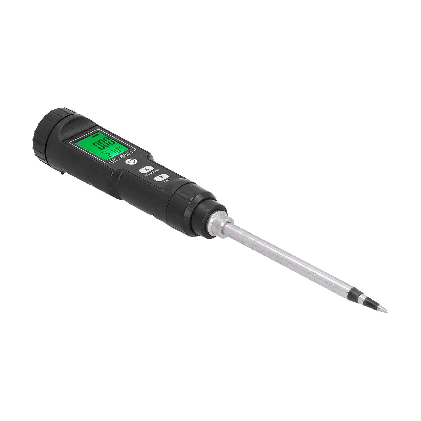 Tnfeeon Termómetro de Suelo Medidor de EC Mide EC de 0,00 a 10,00 Ms/cm y Temperatura de -22,0 °F a 176,0 °F para Jardineros Compacto 11,02 X 1,46 Pulgadas Impermeable Fácil Operación Ideal para