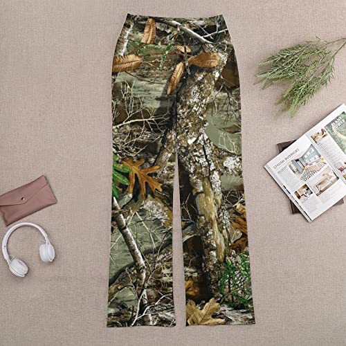 Bagea-Ka Autumn Hunting Tree Camo Pattern Women Yoga Pants Straight Wide Leg Pants Drawstring Casual Loose Sweatpants2