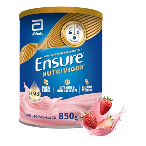 Ensure NutriVigor Erdbeere 850g Nahrungsergänzungsshake: Proteine, 27 Vitamine & Mineralstoffe, Vitamin C, Vitamin D, Zink und Magnesium – Für eine gesunde, ausgewogene Ernährung