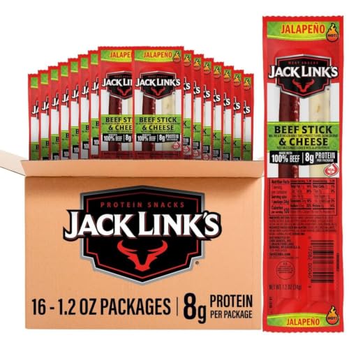 Jack Link's Jalapeno Beef Jerky Sticks and Cheese Sticks - (16 Pack) 1.2 oz | Combo - Snack Packs - Ready to Eat Protein Snacks - 8g Protein per Serving - Made with 100% Real Beef & Real Wisconsin Cheese - image 1