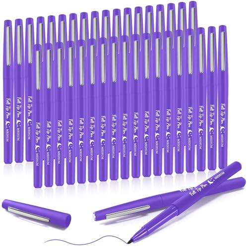 Image of Fuyoooo 36 Pcs Purple Felt Tip Pens Bulk, Quick Dry, 0.7 mm Medium Point