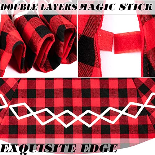 Plaid Christmas Tree Skirt - Large Xmas Red Black Buffalo Plaid Christmas Tree Skirt White Lace 48 Cotton Christmas Tree Skirt Pattern #TOP5