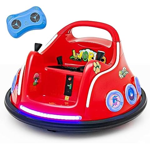 HONEY JOY 12V Toddler Bumper Car, Battery Powered Baby Ride on Bumper Car, Dual Joysticks, Flashing LED Light & Music, Electric Vehicle Ride on Toys w/Remote Control, Gift for Boys Girls (Red) Cover