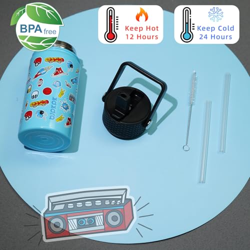 Image of BJPKPK Insulated Water Bottle, 15oz Stainless Steel with Straw Lid