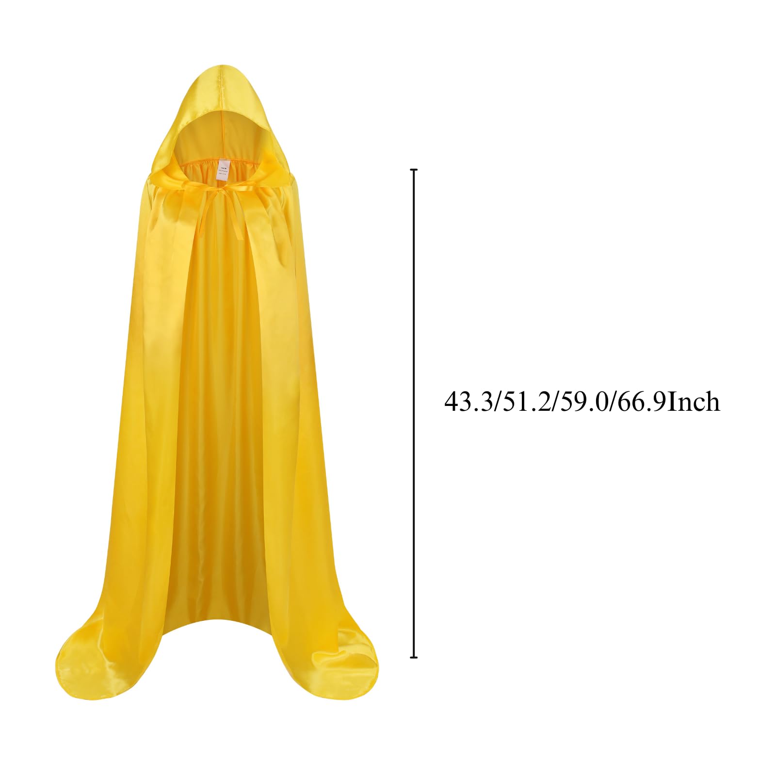 RRCBMD Adult Satin Hooded Cloak Unisex Long Yellow Cape with hood Ponchos Women Men Halloween Cosplay Cloak Costume 43.3Inch - Image 3