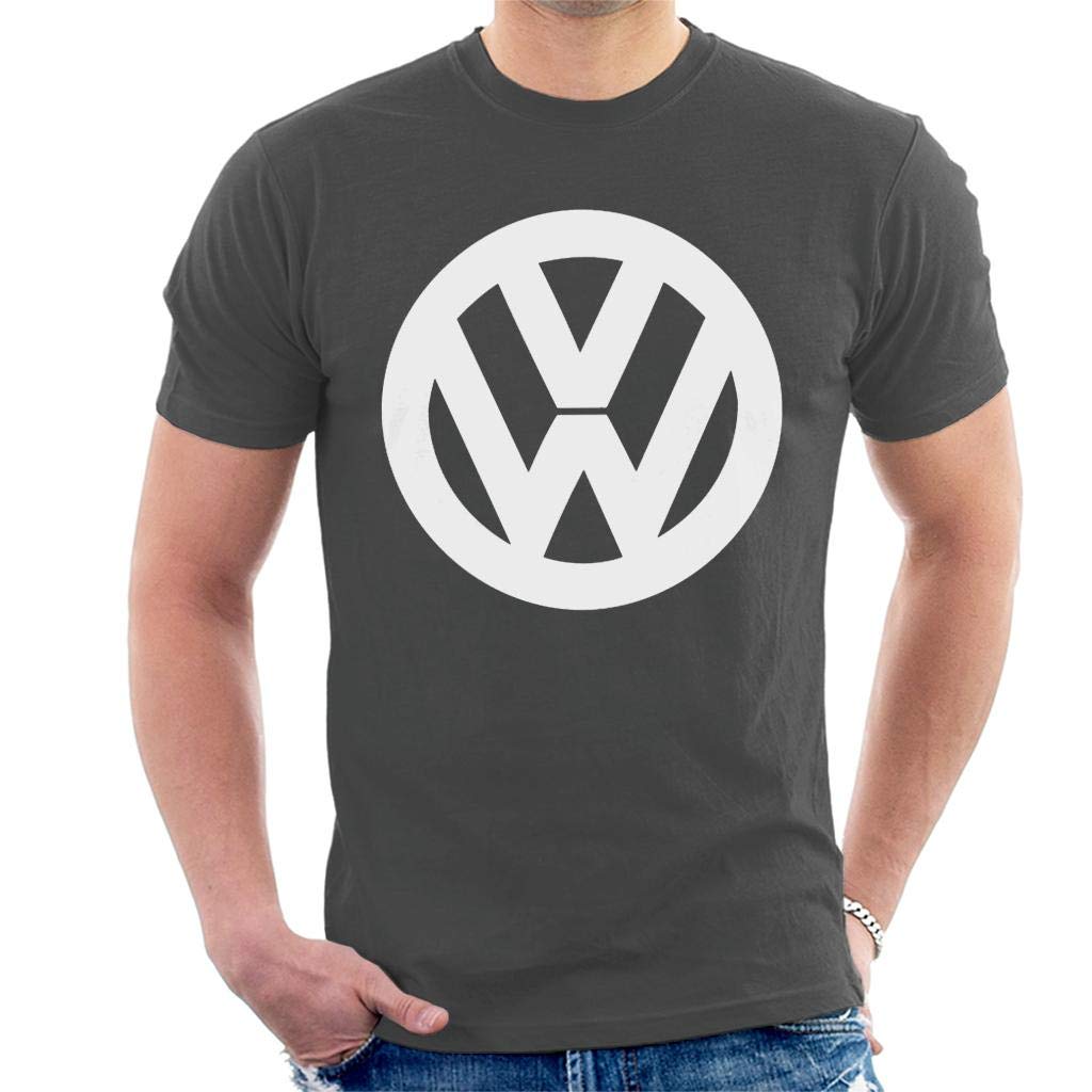 Volkswagen Men's Classic White VW Logo T-Shirt, Charcoal, S