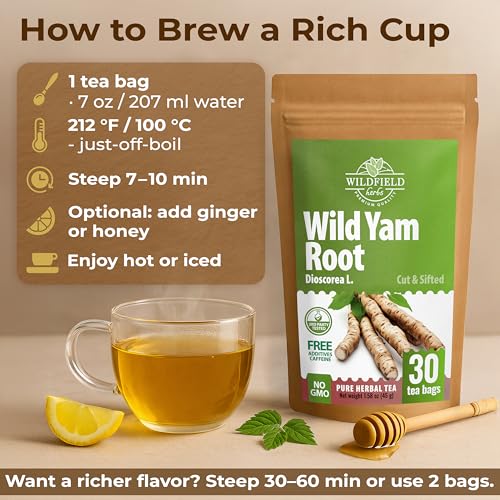Image of 30 Bags Wild Yam Root Herbal Tea (Dioscorea) - 30 Tea Bags 1.5g Dioscorea Root Raiz de Name Silvestre