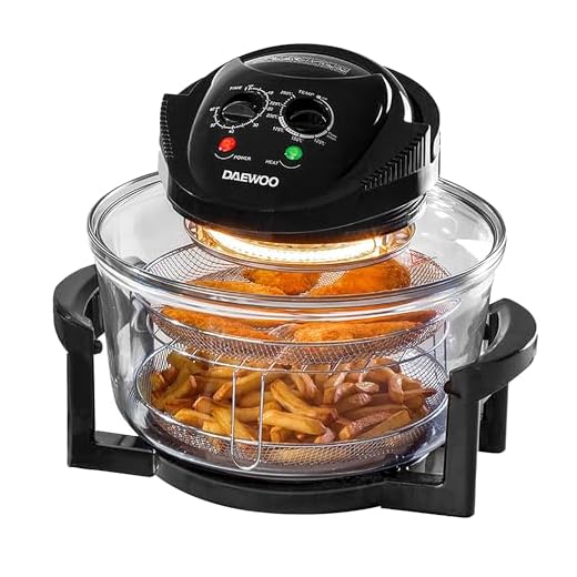 Daewoo 17L Halogen Air Fryer Oven with Extender Ring, 2025 Model – Large Family Capacity, Self-Cleaning, Adjustable Temp & Timer, Includes Racks, Mesh Baskets, Tongs & Accessories