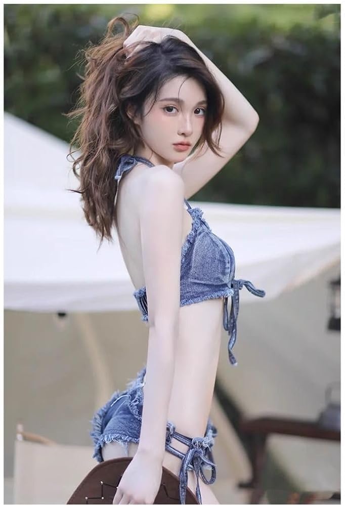 Amazon | [Nicaca] 復古 セクシーなデニムビキニ 水着 女の子 ぶんたい