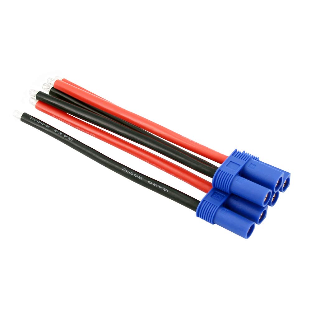 3 Pack EC5 Female Connectors With 10AWG Wire (10cm) - Battery Side Adapters For RC Trucks