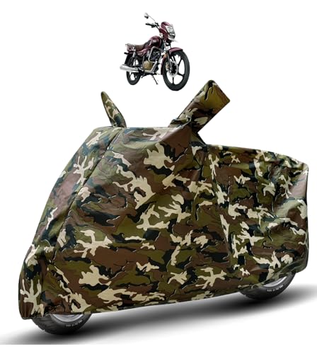 Image of Auto Hub Waterproof Bike Cover Compatible with TVS Radeon Dustproof, UV Protection Two Wheeler Bike Radeon Cover - Army Print
