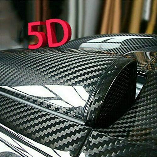 SIA VENDORS 5D Car Carbon Fiber Vinyl Wrap Roll, Self-Adhesive Film Sticker for Cars and Motorcycles, 3D carbon Fiber Interior/Exterior DIY Decoration (5D Black, 12 X 24 Inch) 3
