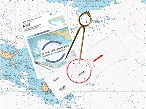 Flash-Tide - Pack Permis Hauturier Plus (Carte + règle-rapporteur + Compas Lyre)