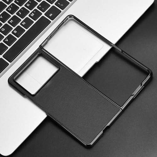 Image of for Tecno Phantom V Fold2 Case Carbon Fiber Texture Shockproof PU+PC Phone Cover - Black