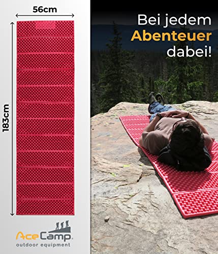 AceCamp® Faltbare Thermomatte Isomatte Outdoor Camping Ultraleicht [186x56cm - Rot] - Wasserdicht leicht & kompakt - Faltbare Yogamatte reise - Strandmatte gepolstert faltbar - Isomatte Schaumstoff