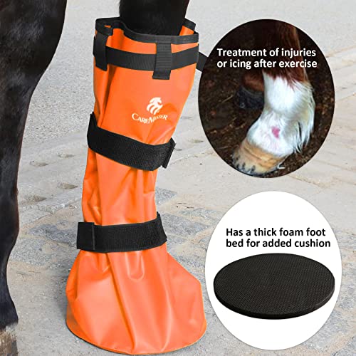 Image of Hoof Soaking Boot for Horse, Waterproof PVC Hoof Soaker Bag with EVA Foam Pad, Secure 3-Strap Equine Icing & Soaking Boot for Hooves Care, Fits Most Hooves