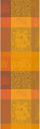 Miniatura 5 de Garnier-Thiebaut Mille Bois dAutomne mantel jacquard francés Potiron 100 algodón 71 x 118 pulgadas