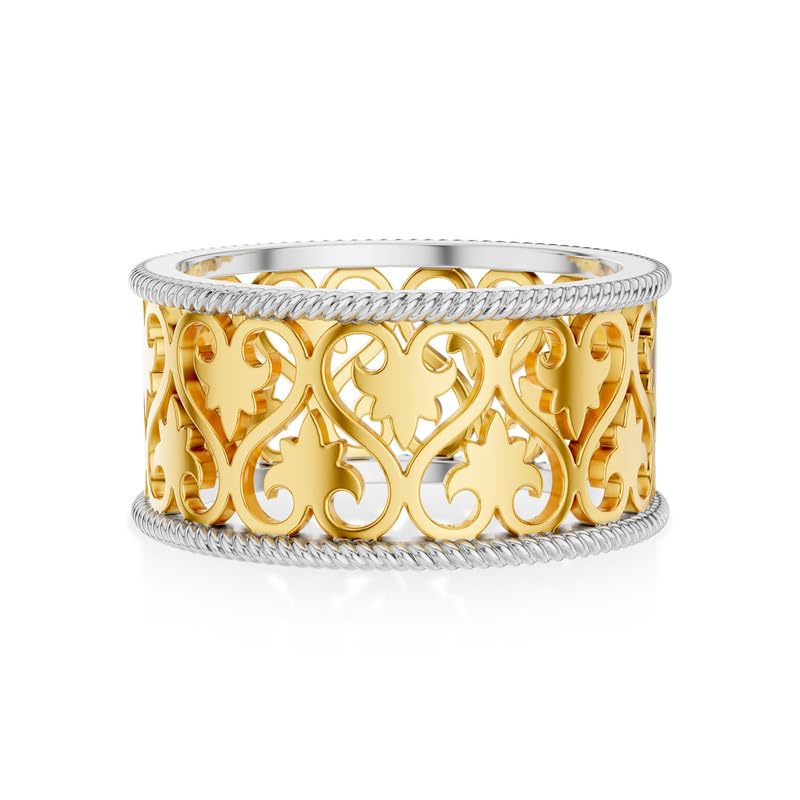Image of KISNA 9KT / 14KT / 18KT Aurora Filigree Yellow Gold Band For Women | S14