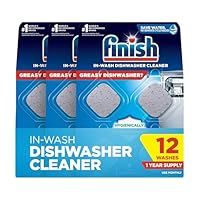Finish Dishwasher Cleaner Tablets, Deep Cleans Hidden Grease & Grime, Fights Odors, No Extra Wash Cycle, Helps Maintain Dishwasher, 12 Month Supply, 12 Count