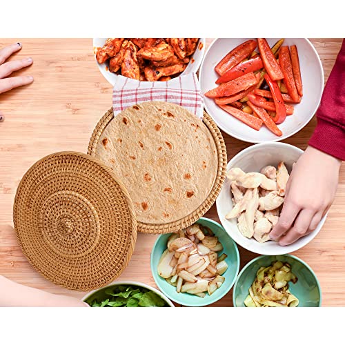 Tortillada - 10 Inches Tortilla Warmer / handcrafted basket made of rattan incl. 100% cotton towel