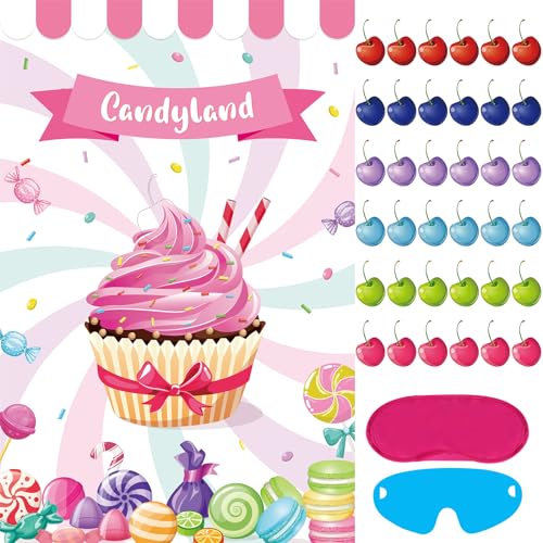Pin The Cherry on The Cupcake Game for Kids Birthday Pin Game Gir...