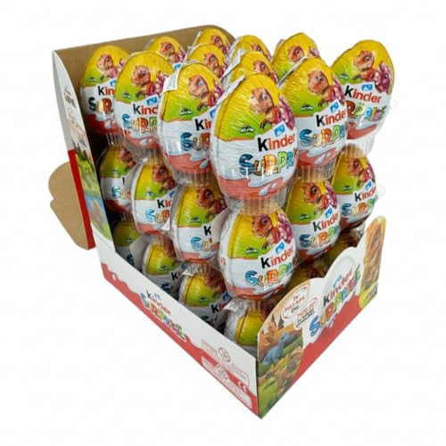 Kinder Sorpresa Dinosaurios Natoons Pack 36 Unidades (720 g) – Huevos de Chocolate con Leche y Juguete Dinosaurio – Caja Expositora para Regalo Infantil