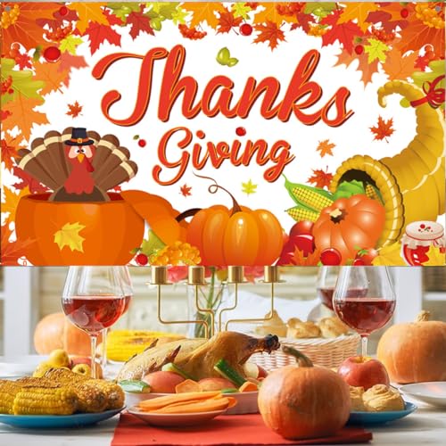 PartyKindom 2 Peças Decoração De Ação De Graças Fita Do Orgulho Cenário Para Casa Ornamento Decoraçõ