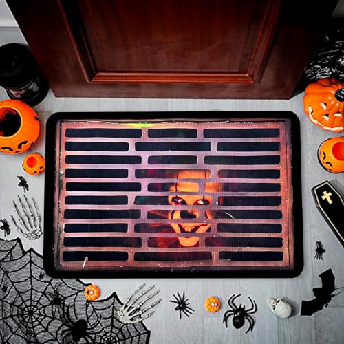 Felpudo de Halloween, Felpudo de Terror Divertido,3D Alcantarilla Payaso Scary, Felpudo Entrada Casa, decoración Halloween Felpudo de Visión Estereoscópica (40 * 60CM)