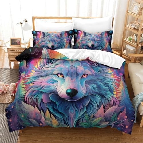 Housse de couette loup 3D microfibre anti-plis lit Super King - 2