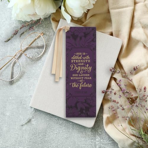 Image of Christian Art Gifts Premium Faux Leather Bookmark: Strength & Dignity