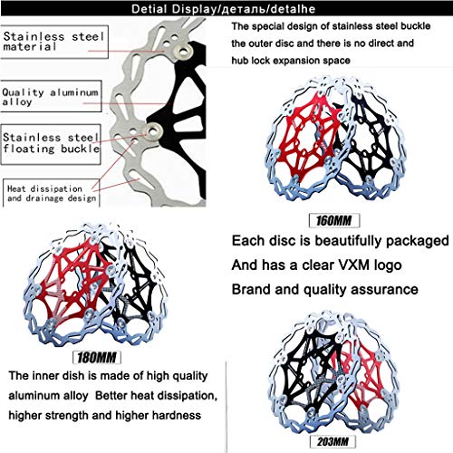 Mantain 160mm Floating Disc Brake Rotor with 6 Screws (160mm-RED) - Thumbnail 4